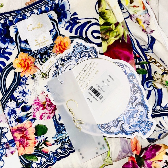 NWT! CAMILLA Dutch Is Life Tie Shoulder Short Cocktail Garden Floral Sun Dress S - Picture 5 of 8